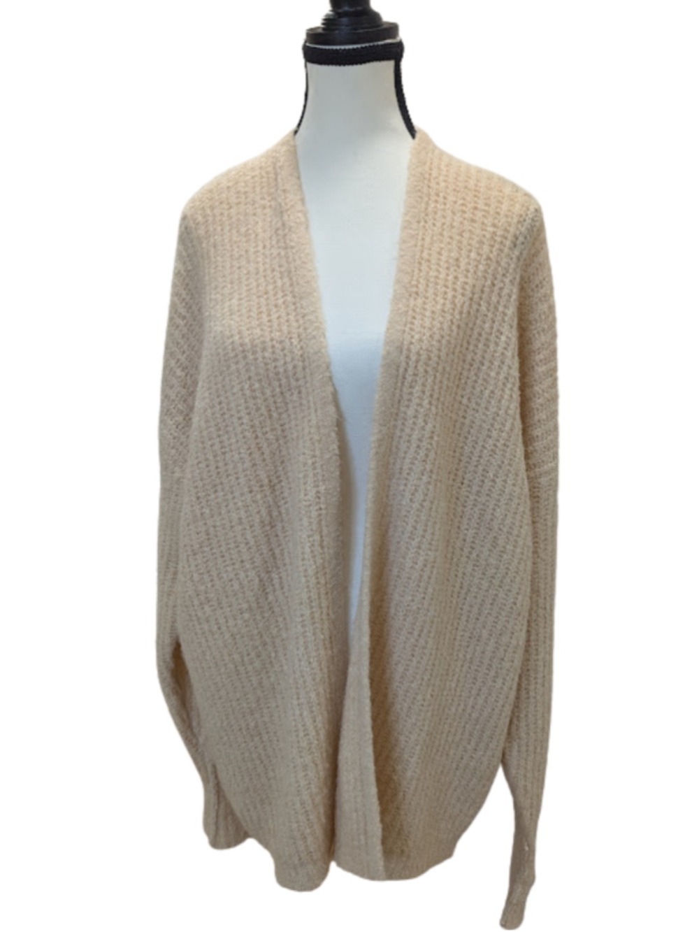 Eddie Bauer Alpaca Blend Cardigan Cream Cozy Grandpa Core Open Front Sweater M L